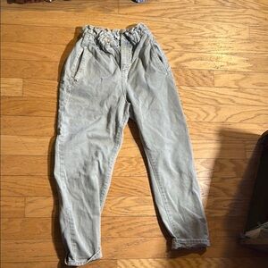 Zara olive paper bag  Ruffled Waist Pants